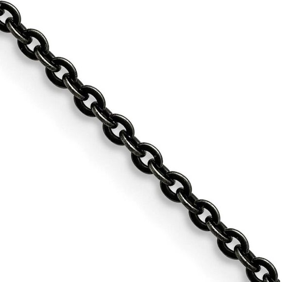 2.7mm Stainless Steel Antiqued Cable Chain Necklace, 18 Inch - Picture 1 of 5